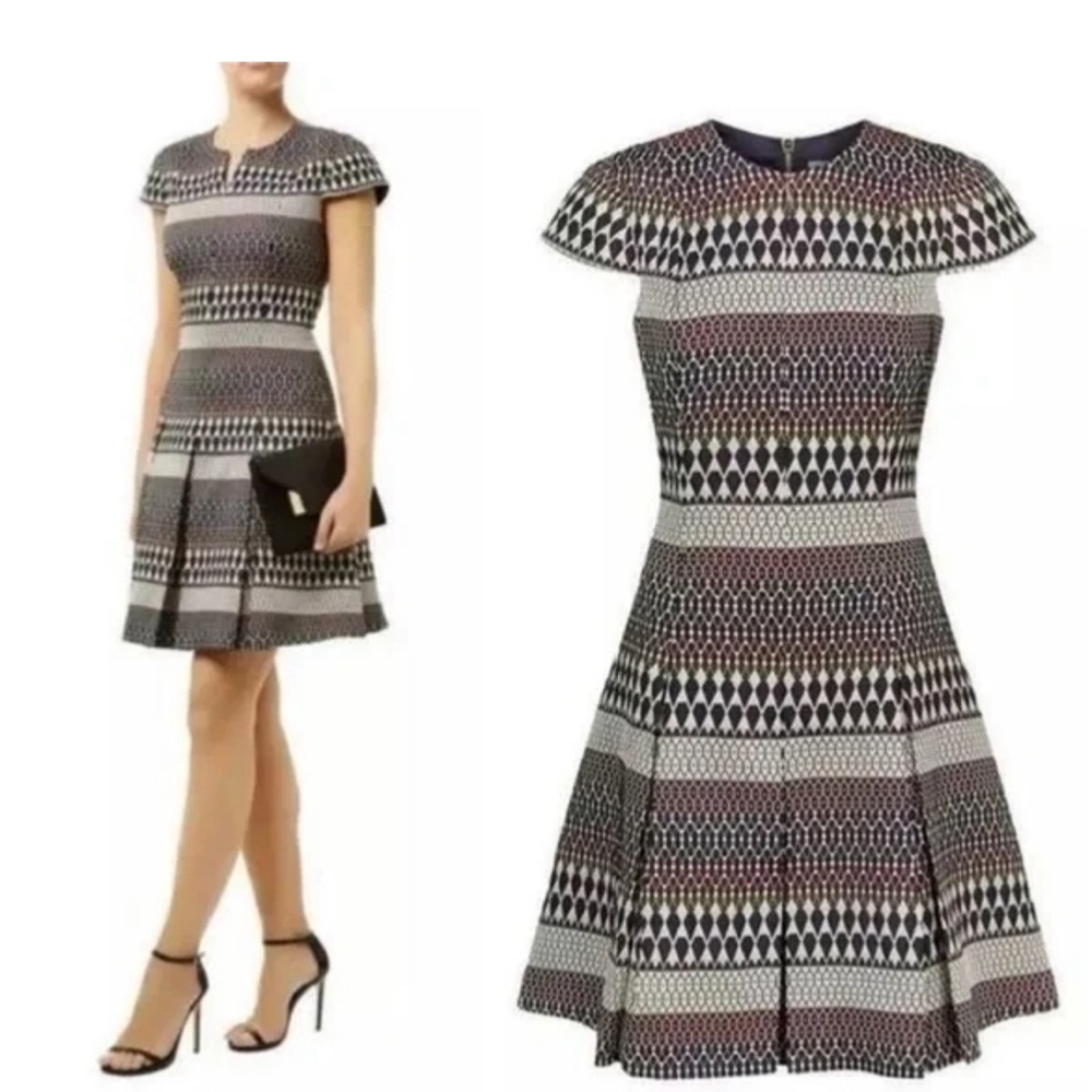 NWT - Ted Baker London metallic jacquard skater dress